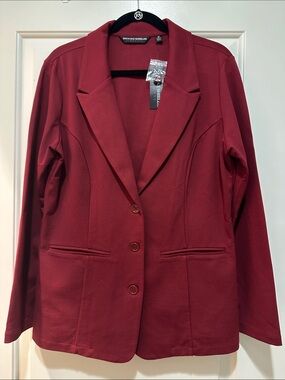 Brooke Shields Women's Burgundy Single-Breasted Blazer